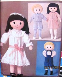 3583 BUTTERICK 32'' CLOTH BOY, GIRL DOLL, EMBROIDER FACES, CLOTHES PATTERN UNCUT